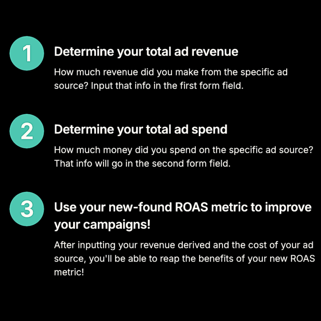 Step-by-step guide to using the ROAS calculator